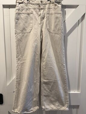 We The Free Cream Wide Leg Jeans with Front Patch Pockets